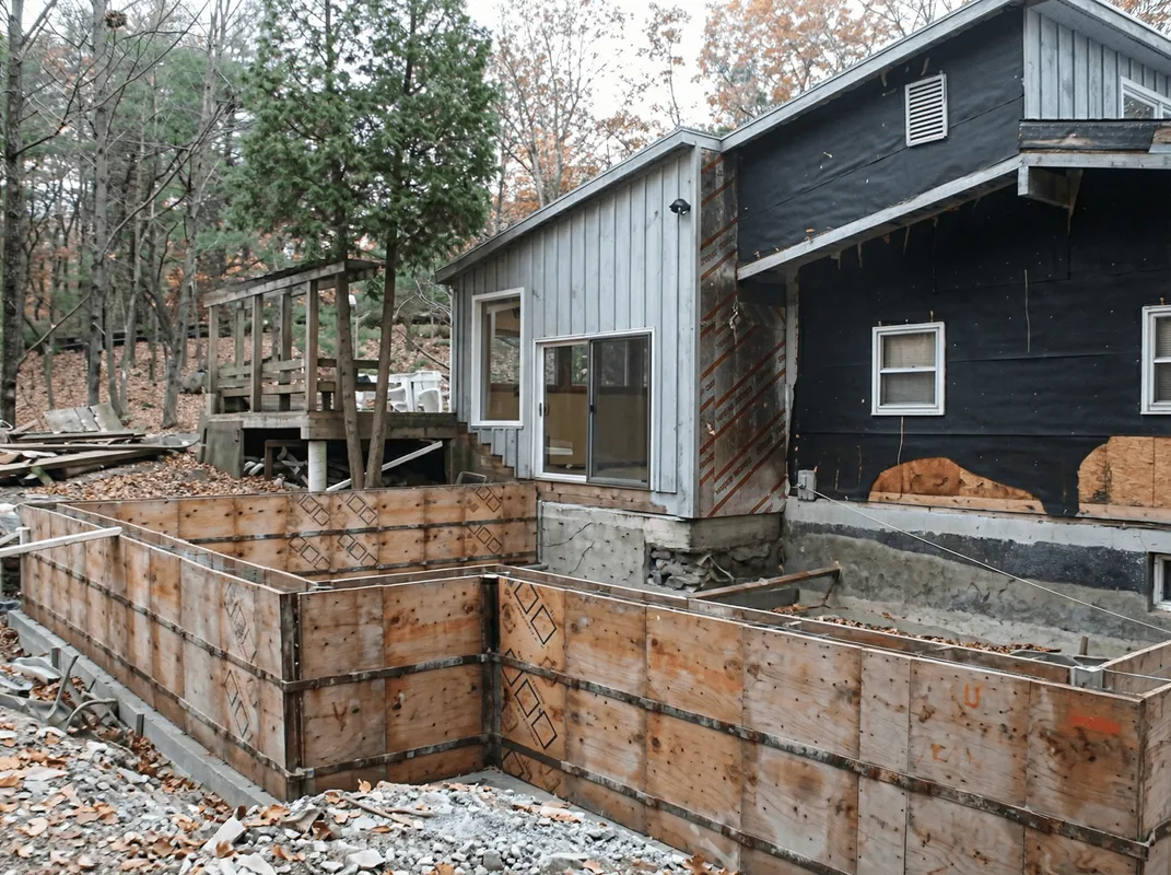 Prepared site with foundation forms for home remodeling and addition project in Memphis, TN